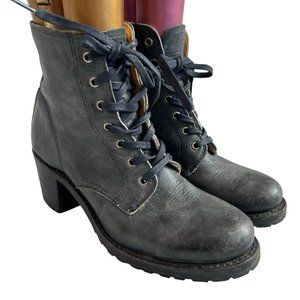 Frye Charcoal Lace-Up Ankle Booties